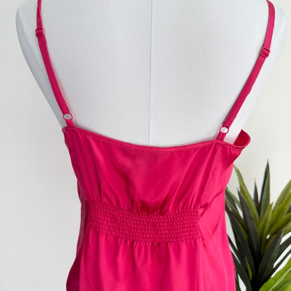Y2K White House Black Market Silk Cami Top Medium Pink Babydoll Lace Coquette - Picture 5 of 15